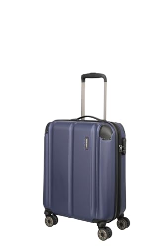 Travelite 4-Rad Handgepäck Koffer mit Dehnfalte erfüllt IATA Bordgepäckmaß, Gepäck Serie CITY: Robuster Hartschalen Trolley mit kratzfester Oberfläche, 073044-20, 55 cm, 40 Liter, marine (blau) von Travelite