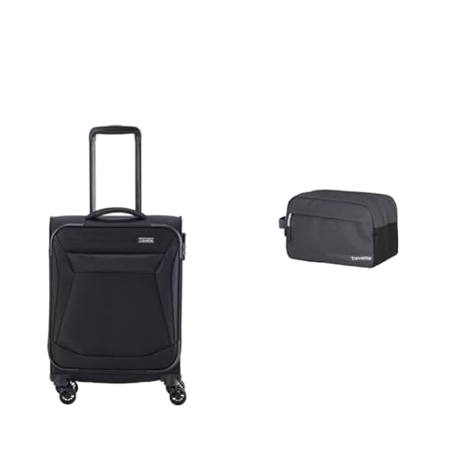 Travelite 4-Rad Koffer Handgepäck Weichschale, IATA Bordgepäck Maß & Handgepäck Kosmetiktasche, Gepäck Serie Kick OFF: Praktische Kulturtasche für Urlaub und Sport, 26 cm, 5 Liter, D'anthrazit Travelite 4-Rad Koffer Handgepäck Weichschale, IATA Bordgepäck Maß & Handgepäck Kosmetiktasche, Gepäck Serie Kick OFF: Praktische Kulturtasche für Urlaub und Sport, 26 cm, 5 Liter, D'anthrazit von Travelite