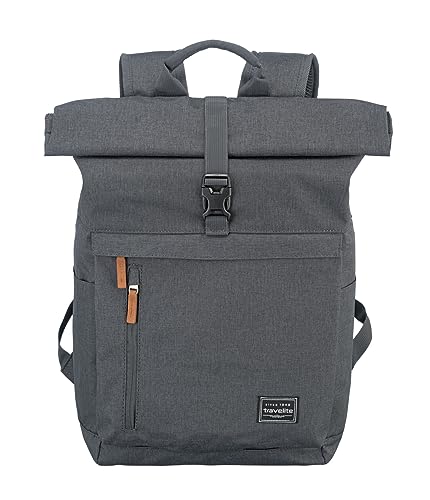 travelite Handgepäck Rucksack mit Laptop Fach 15,6 Zoll, Gepäck Serie BASICS Daypack Rollup: Praktischer Rucksack mit Rollup Funktion, 60 cm, 35 Liter, 800 Gramm von Travelite