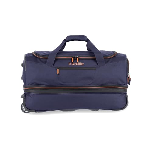 travelite 2-Rad Trolley Reisetasche Gr. S mit Dehnfalte, Gepäck Serie BASICS: Weichgepäck Reisetasche mit Rollen mit extra Volumen, 55 cm, 51 Liter (erweiterbar auf 64 Liter) von Travelite