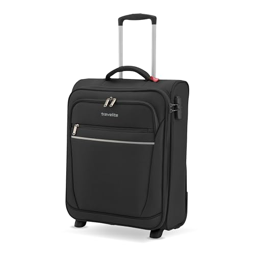 travelite 2 Rad Handgepäck Koffer mit Schloss erfüllt IATA Bordgepäck Maß, Gepäck Serie CABIN: Kompakter Weichgepäck Trolley, 52 cm, 39 Liter, Schwarz von Travelite