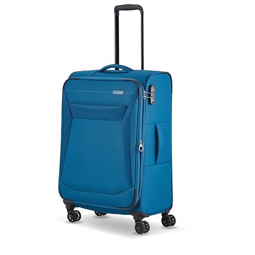 travelite 4-Rad Koffer Größe M Weichschale, Gepäck Serie CHIOS mit Dehnfalte + Kantenschutz, Trolley in zeitloser Optik, 67 cm, 60 - 66 Liter von Travelite