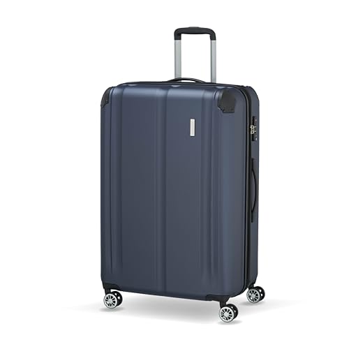 travelite 4-Rad Koffer L mit TSA Schloss + Dehnfalte, Gepäck Serie CITY: Robuster Hartschalen Trolley mit kratzfester Oberfläche, 77 cm, 113 Liter (erweiterbar auf 124 L) von Travelite