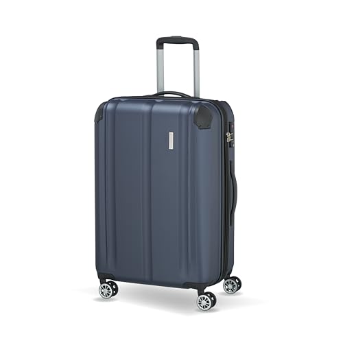 travelite 4-Rad Koffer M mit TSA Schloss + Dehnfalte, Gepäck Serie CITY: Robuster Hartschalen Trolley mit kratzfester Oberfläche, 68 cm, 78 Liter (erweiterbar auf 86 L) von Travelite