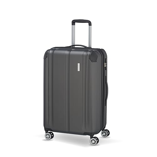 travelite Hartschalenkoffer mittelgroß, erweiterbar, 4 Rollen, CITY, Trolley mit kratzfester Oberfläche, TSA Schloss, Dehnfalte, 68 cm, 78 - 86 Liter von Travelite