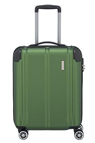 Travelite 4-Rad Handgepäck Koffer erfüllt IATA Bordgepäckmaß, Gepäck Serie CITY: Robuster Hartschalen Trolley mit kratzfester Oberfläche, 073047-80, 55 cm, 40 Liter, grün von Travelite