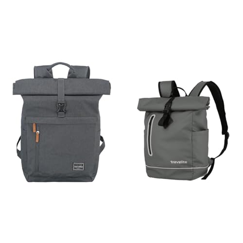 Travelite Handgepäck Rucksack mit Laptop Fach 15,6 Zoll & BASICS Rucksack aus wasserfestem Material von Travelite