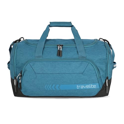 travelite Reisetasche Größe M, Gepäck Serie KICK OFF: Praktische Reisetasche für Urlaub und Sport, 50 cm, 45 Liter, Petrol von Travelite