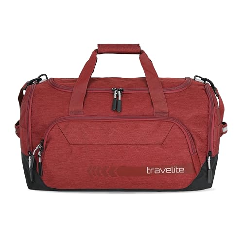 travelite Reisetasche Größe M, Gepäck Serie KICK OFF: Praktische Reisetasche für Urlaub und Sport, 50 cm, 45 Liter, Rot von Travelite