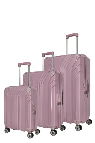 Travelite Kofferset 3 teilig Hartschale nachhaltig, Größen S-M-L, ELVAA, Hartschalenkoffer Set mit 4 Rollen, recyceltes Innenfutter, TSA Schloss, von Travelite