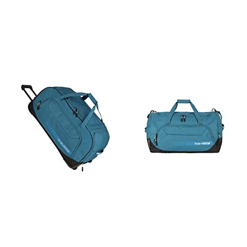 Travelite Trolley Reisetasche Größe XL, 006911-22, 77 cm, 120 Liter, Petrol (türkis) & große Reisetasche Größe L, 006915-22, 60 cm, 73 Liter, Petrol (Türkis) von Travelite