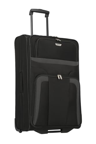 Travelite paklite 2-Rad Koffer Größe L, Gepäck Serie ORLANDO: Klassischer Weichgepäck Trolley im zeitlosen Design, 73 cm, 80 Liter, Schwarz, Ausziehgriff von Travelite