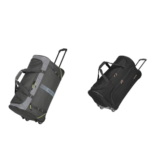 travelite 2-Rad Trolley Größe L & 2-Rad Trolley Reisetasche Größe L, Gepäck Serie Basics Fresh: Weichgepäck Reisetasche mit Rollen im sportlichen Design, 71 cm, 89 Liter, Schwarz von Travelite