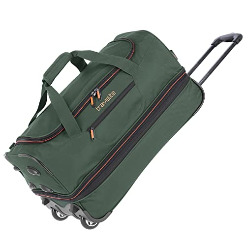 travelite 2-Rad Trolley Reisetasche Gr. S mit Dehnfalte, Gepäck Serie BASICS: Weichgepäck Reisetasche mit Rollen mit extra Volumen, 55 cm, 51 Liter (erweiterbar auf 64 Liter) von Travelite