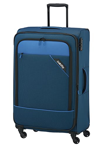 Travelite paklite 4-Rad Weichgepäck Koffer Größe L mit Dehnfalte + TSA Schloss, Gepäck Serie DERBY: Stilvoller Trolley in Two-Tone-Optik, 77 cm, 102 Liter (erweiterbar auf 115 Liter), Blau von Travelite