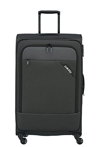 paklite 4-Rad Weichgepäck Koffer Größe L mit Dehnfalte + TSA Schloss, Gepäck Serie DERBY: Stilvoller Trolley in Two-Tone-Optik, 77 cm, 102 Liter (erweiterbar auf 115 Liter), Anthrazit von Travelite