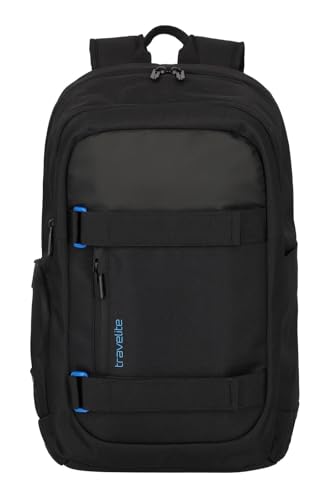 Travelite Handgepäck Rucksack, Laptop Rucksack 17 Zoll mit zusätzlichem Tabletfach, PATHWAY Strap, Tagesrucksack aus recyceltem Polyester mit Klettbändern außen, Aufsteckfunktion, 48 cm, 28 Liter von Travelite