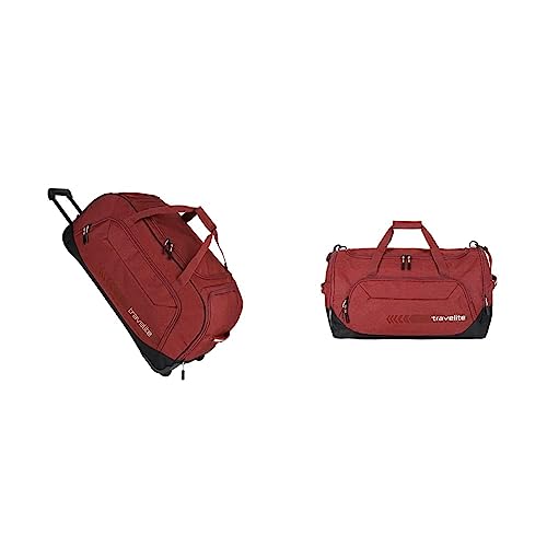 travelite Trolley Reisetasche Größe XL, 006911-10, 77 cm, 120 Liter, rot & große Reisetasche Größe L, Gepäck Serie KICK OFF: Praktische Reisetasche für Urlaub und Sport, 006915-10, 60 cm, 73 Liter,Rot von Travelite