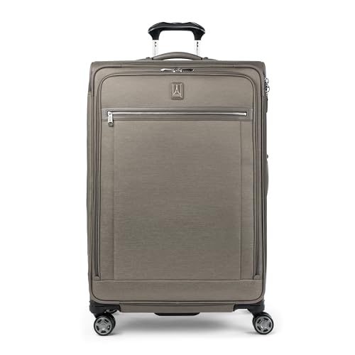 Travelpro Platinum Elite Softside Erweiterbares Gepäck, 8 Räder, Drehkoffer, USB-Anschluss, Metallischer Sand von Travelpro