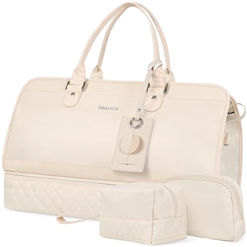 Travgo Weekender Taschen für Damen, 70 l, Beige, Weekender Übernachtungstasche für Damen von Travgo