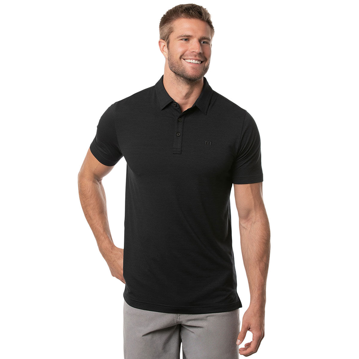 Travis Mathew TravisMathew Men's Heater Marl Golf Polo Shirt, Mens, Black, Medium | American Golf von Travis Mathew
