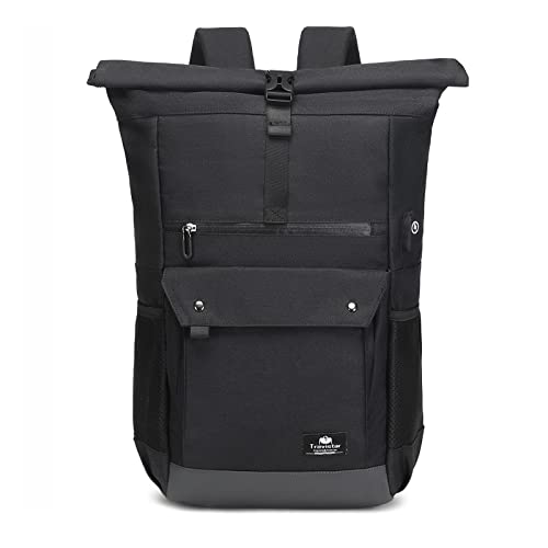 Rolltop Rucksack Herren Damen, Business Laptop 15,6 Zoll, Groß Reiserucksack Handgepäck Flugzeug, Wasserfester Schule Freizeit Tagesrucksack Kurierrucksack, Zurück zu öffnen Wanderrucksack Rolltop Rucksack Herren Damen, Business Laptop 15,6 Zoll, Groß Reiserucksack Handgepäck Flugzeug, Wasserfester Schule Freizeit Tagesrucksack Kurierrucksack, Zurück zu öffnen Wanderrucksack von Travistar