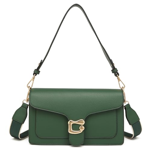 Travistar Leder Handtasche Damen Umhängetasche Mitte Schultertasche Abendtasche Kupplung Crossbody Bag mit 2 Abnehmbar Breiter Schultergurt Kreditkartenfächer Grün Travistar Leder Handtasche Damen Umhängetasche Mitte Schultertasche Abendtasche Kupplung Crossbody Bag mit 2 Abnehmbar Breiter Schultergurt Kreditkartenfächer Grün von Travistar
