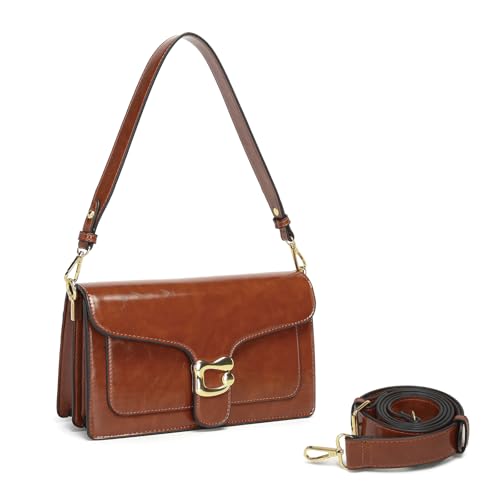 Travistar Leder Handtasche Damen Umhängetasche Mittelgroß Schultertasche Abendtasche Kupplung Crossbody Bag mit 2 Abnehmbar Breiter Schultergurt Kreditkartenfächer Rot Braun Travistar Leder Handtasche Damen Umhängetasche Mittelgroß Schultertasche Abendtasche Kupplung Crossbody Bag mit 2 Abnehmbar Breiter Schultergurt Kreditkartenfächer Rot Braun von Travistar