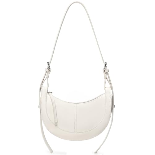 Travistar Umhängetasche Damen Crossbody Bag Damen Halbmond Kleine Schultertasche Handtaschen Veganes Leder Hobo Satteltasche Elegant Abendtasche Half Moon Clutch mit Verstellbarem Riemen, Beige von Travistar