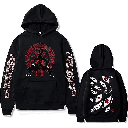 Trconk Anime Hellsing Ultimate Bedruckt Grafik Kapuzenpullover Mode Vintage Übergröße Pullover Sweatshirt Lässig Neutral Langärmelig Oberteile Straßenkleidung-Black||XXS Trconk Anime Hellsing Ultimate Bedruckt Grafik Kapuzenpullover Mode Vintage Übergröße Pullover Sweatshirt Lässig Neutral Langärmelig Oberteile Straßenkleidung-Black||XXS von Trconk