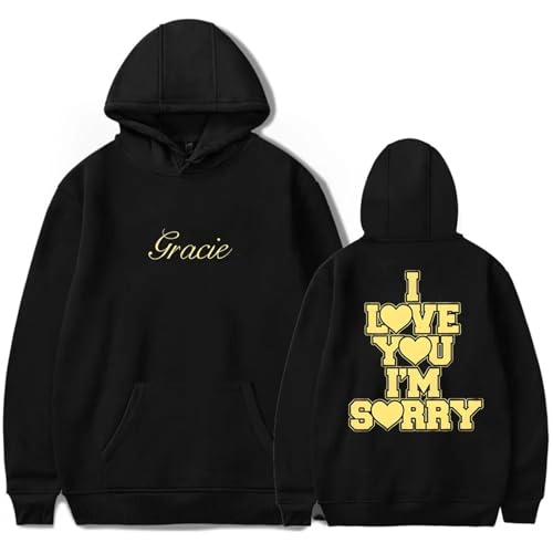 Trconk Gracie Abrams I Love You I'm Sorry Kapuzenpullover Männer Frauen Unisex Mode Langarm Kapuzenpullover Casual Übergröße Pullover Sweatshirts XS~4XL-Black||XS von Trconk