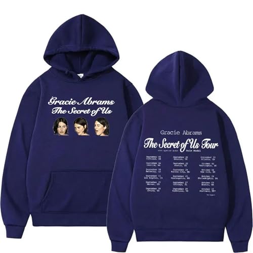 Trconk Gracie Abrams The Secret of Us Tour Kapuzenpullover Mode Bedruckt Übergröße Sweatshirt Lässig Unisex Langarm Pullover Hoodies Für Männer Frauen XS~4XL-Black ||XS von Trconk