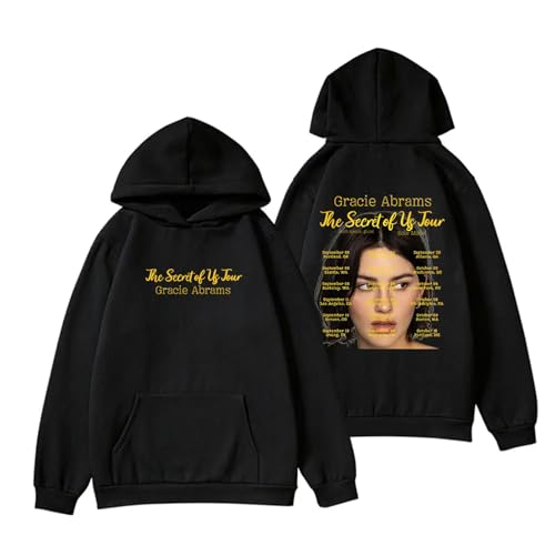 Trconk Gracie Abrams The Secret of Us Tour Merch Kapuzenpullover Unisex Bedruckte Langarm-Pullover Sweatshirts Casual Mode Hoodies Streetwear Für Männer Frauen XS~4XL-Black||XS von Trconk