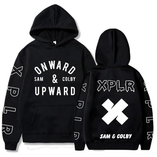 Trconk Sam and Colby XPLR Merch Kapuzenpullover Unisex Hip Hop Langarm Sweatshirts Männer Frauen Harajuku Casual Oversized Pullover Hoodies Kleidung XXS-4XL-Black||XXS von Trconk