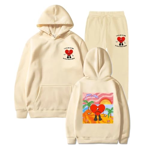 Trconk Sportbekleidung Bad Bunny Doppelseitiger Druck Kapuzenpullover Satz Unisex Trend Straße Hip Hop Sweatshirt Set Männer Frauen Kapuzenpulli + Jogger Hosen Satz-Black||S Trconk Sportbekleidung Bad Bunny Doppelseitiger Druck Kapuzenpullover Satz Unisex Trend Straße Hip Hop Sweatshirt Set Männer Frauen Kapuzenpulli + Jogger Hosen Satz-Black||S von Trconk