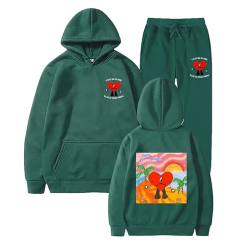 Trconk Sportbekleidung Bad Bunny Doppelseitiger Druck Kapuzenpullover Satz Unisex Trend Straße Hip Hop Sweatshirt Set Männer Frauen Kapuzenpulli + Jogger Hosen Satz-Black||S Trconk Sportbekleidung Bad Bunny Doppelseitiger Druck Kapuzenpullover Satz Unisex Trend Straße Hip Hop Sweatshirt Set Männer Frauen Kapuzenpulli + Jogger Hosen Satz-Black||S von Trconk