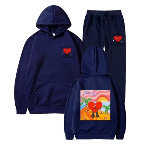 Trconk Sportbekleidung Bad Bunny Doppelseitiger Druck Kapuzenpullover Satz Unisex Trend Straße Hip Hop Sweatshirt Set Männer Frauen Kapuzenpulli + Jogger Hosen Satz-Black||S Trconk Sportbekleidung Bad Bunny Doppelseitiger Druck Kapuzenpullover Satz Unisex Trend Straße Hip Hop Sweatshirt Set Männer Frauen Kapuzenpulli + Jogger Hosen Satz-Black||S von Trconk