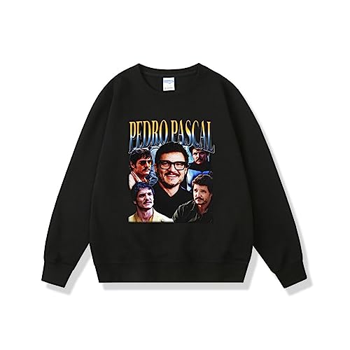 Trconk Sweatshirt Pedro Pascal Bedruckt Grafik Sweatshirt Kapuzenpullover Männer Frauen Lässig Übergröße Langärmelig Pullover Hip Hop Stil Sportbekleidung Oberteile-Black||XXS von Trconk