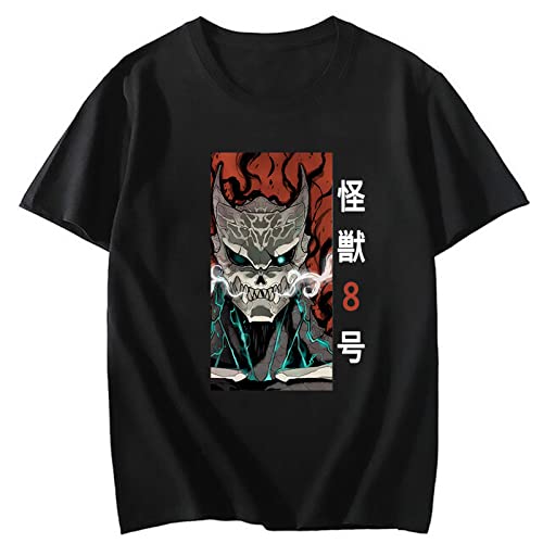 Trconk T-Shirts Kaiju No.8 Anime Manga Druck T-Shirts Kurze Ärmel Streetwear Männer Frauen Mode Übergröße T-Shirts Harajuku Reines Baumwolle T-Shirts Kurze Ärmel Oberteile-Black||XXS von Trconk