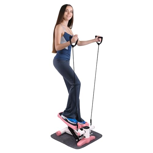 Mini Stepper für Zuhause 150kg mit LED-Bildschirm, Up-Down Swing Stepper mit Widerstandsbänder für Gewichtsabnahme, Formung und tägliche Übung von Treeisland