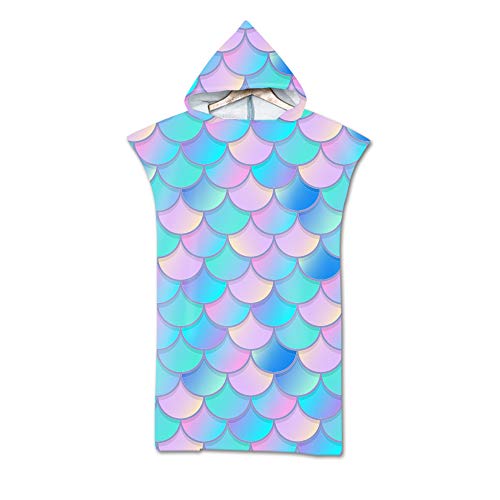 Treer Badeponcho Strand Poncho Strandtücher Handtuch Poncho mit Kapuze Schnelltrockend 3D Fischschuppen Bade Bademantel Badetuch Duschtücher Für Umziehhilfe beim Wassersport (75x110cm,Meerjungfrau) Treer Badeponcho Strand Poncho Strandtücher Handtuch Poncho mit Kapuze Schnelltrockend 3D Fischschuppen Bade Bademantel Badetuch Duschtücher Für Umziehhilfe beim Wassersport (75x110cm,Meerjungfrau) von Treer