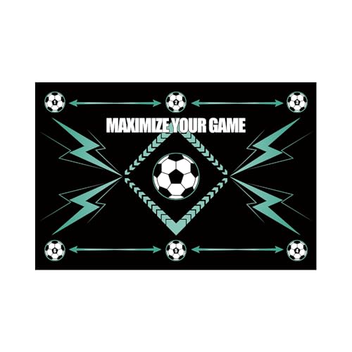 Treer Fußball Trainingsmatte, Ballkontrolle Trainingsmatte, Stoßdämpfende Fussball Matte, Fussball Trainingszubehör, Geschenk für Kinder und Fußballliebhaber (grüner Blitz,50x80cm) von Treer