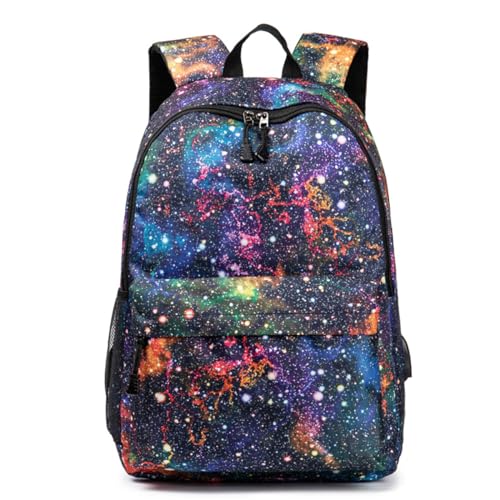 Treer Groß Rucksack Kinder, 3D Sternenhimmel Schulrucksack für Kinder 19L Kinderrucksack Mädchen Jungen Kindergartenrucksack Schulranzen für 1-6 Klasse (Bunt,44x30x14.5cm) von Treer