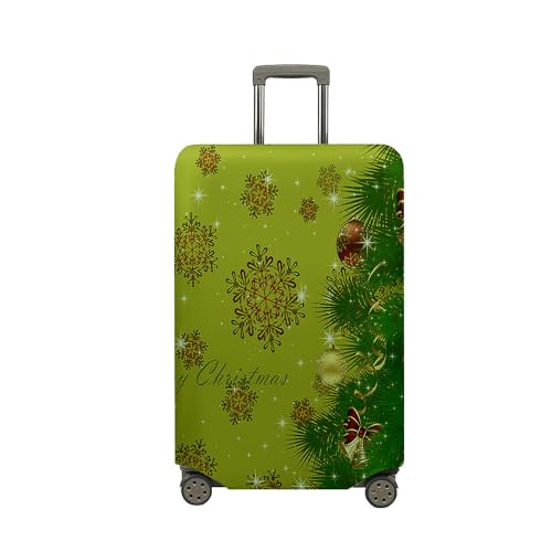 Treer Kofferhülle,Elastische Kofferschutzhülle,Bunte Weihnachtsdrucke Reise Suitcase Cover,Waschbare Kofferüberzug Reisekoffer Hülle Schutz Bezug Schutzhülle (Grün,XL) von Treer