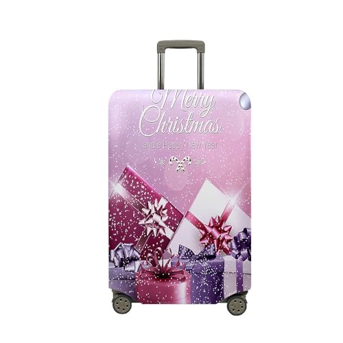 Treer Kofferhülle,Elastische Kofferschutzhülle,Bunte Weihnachtsdrucke Reise Suitcase Cover,Waschbare Kofferüberzug Reisekoffer Hülle Schutz Bezug Schutzhülle (Rosa,M) von Treer