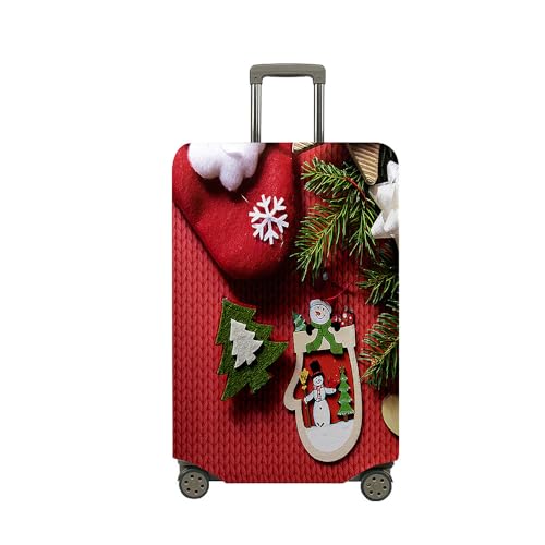 Treer Kofferhülle,Elastische Kofferschutzhülle,Bunte Weihnachtsdrucke Reise Suitcase Cover,Waschbare Kofferüberzug Reisekoffer Hülle Schutz Bezug Schutzhülle (Rot,XL) von Treer