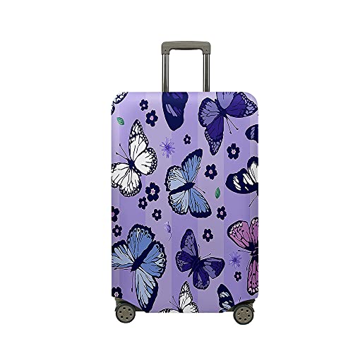 Treer Kofferhülle,Elastische Kofferschutzhülle,Eleganter Schmetterlingsdruck Reise Suitcase Cover,Waschbare Kofferüberzug Reisekoffer Hülle Schutz Bezug Schutzhülle (Lila,XL) von Treer