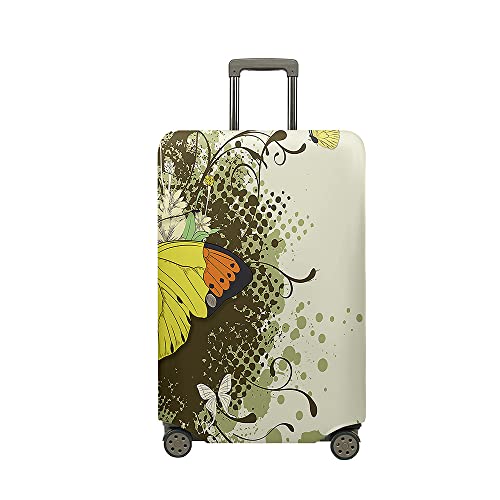 Treer Kofferhülle,Elastische Kofferschutzhülle,Exquisiter Schmetterlingsdruck Reise Suitcase Cover,Waschbare Kofferüberzug Reisekoffer Hülle Schutz Bezug Schutzhülle (Braun,M) von Treer