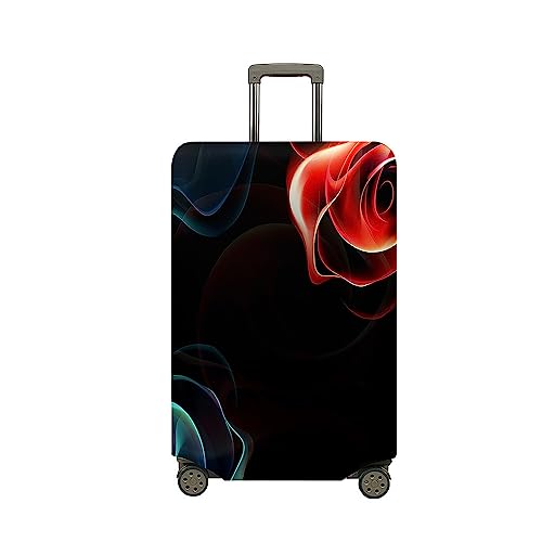 Treer Kofferhülle,Elastische Kofferschutzhülle,Flammendruck Reise Suitcase Cover,Waschbare Kofferüberzug Reisekoffer Hülle Schutz Bezug Schutzhülle (Rose,M) von Treer