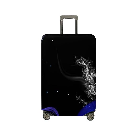 Treer Kofferhülle,Elastische Kofferschutzhülle,Flammendruck Reise Suitcase Cover,Waschbare Kofferüberzug Reisekoffer Hülle Schutz Bezug Schutzhülle (Schwarz,L) von Treer